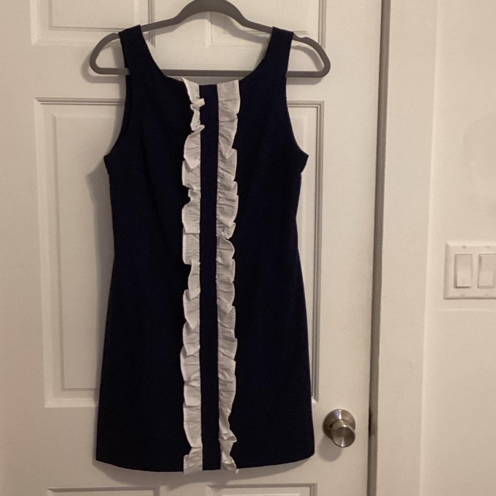 Lauren James Blue and White Sheath Mini Dress